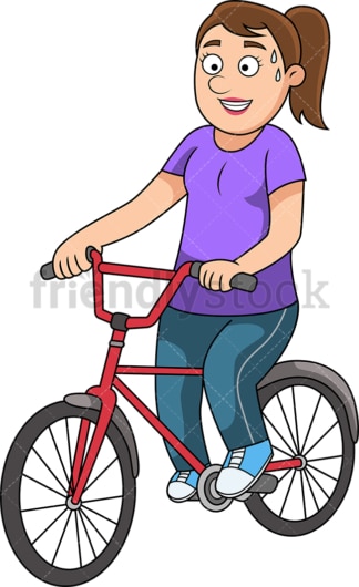 Lean woman riding bicycle. PNG - JPG and vector EPS file formats (infinitely scalable).