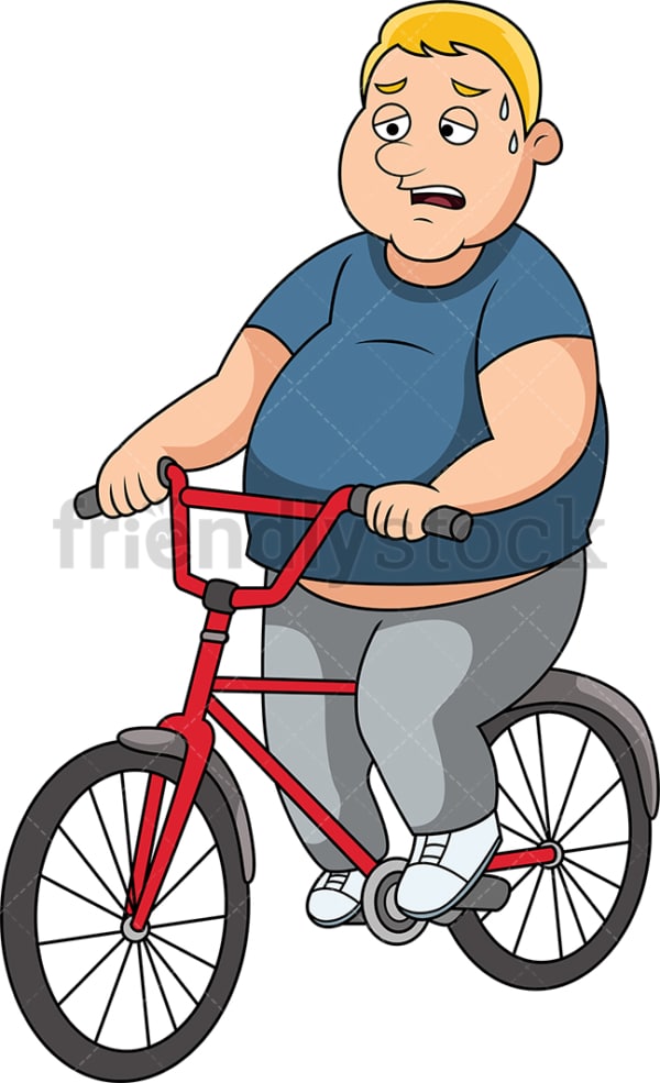 Fat man riding bike for weight loss. PNG - JPG and vector EPS file formats (infinitely scalable).