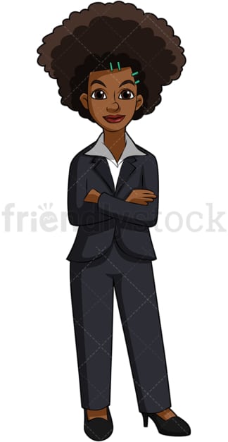 Aftican-american business woman in suit. PNG - JPG and vector EPS (infinitely scalable).