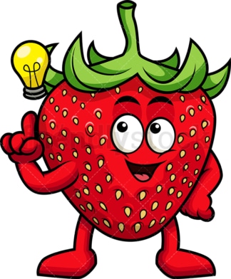 Strawberry cartoon character having an idea. PNG - JPG and vector EPS (infinitely scalable). Image isolated on transparent background.