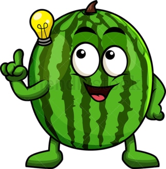 Watermelon cartoon character having an idea. PNG - JPG and vector EPS (infinitely scalable). Image isolated on transparent background.