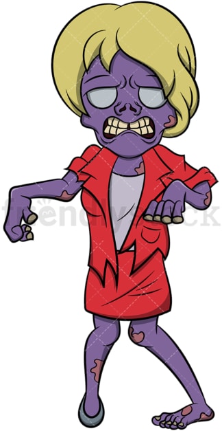 Zombie woman in business suit. PNG - JPG and vector EPS (infinitely scalable). Image isolated on transparent background.