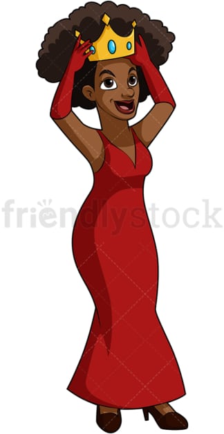 African-american woman wearing crown. PNG - JPG and vector EPS (infinitely scalable).