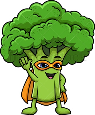 Superhero broccoli cartoon character. PNG - JPG and vector EPS (infinitely scalable).