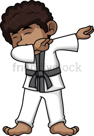African-American karate kid doing the dab. PNG - JPG and vector EPS file formats (infinitely scalable).