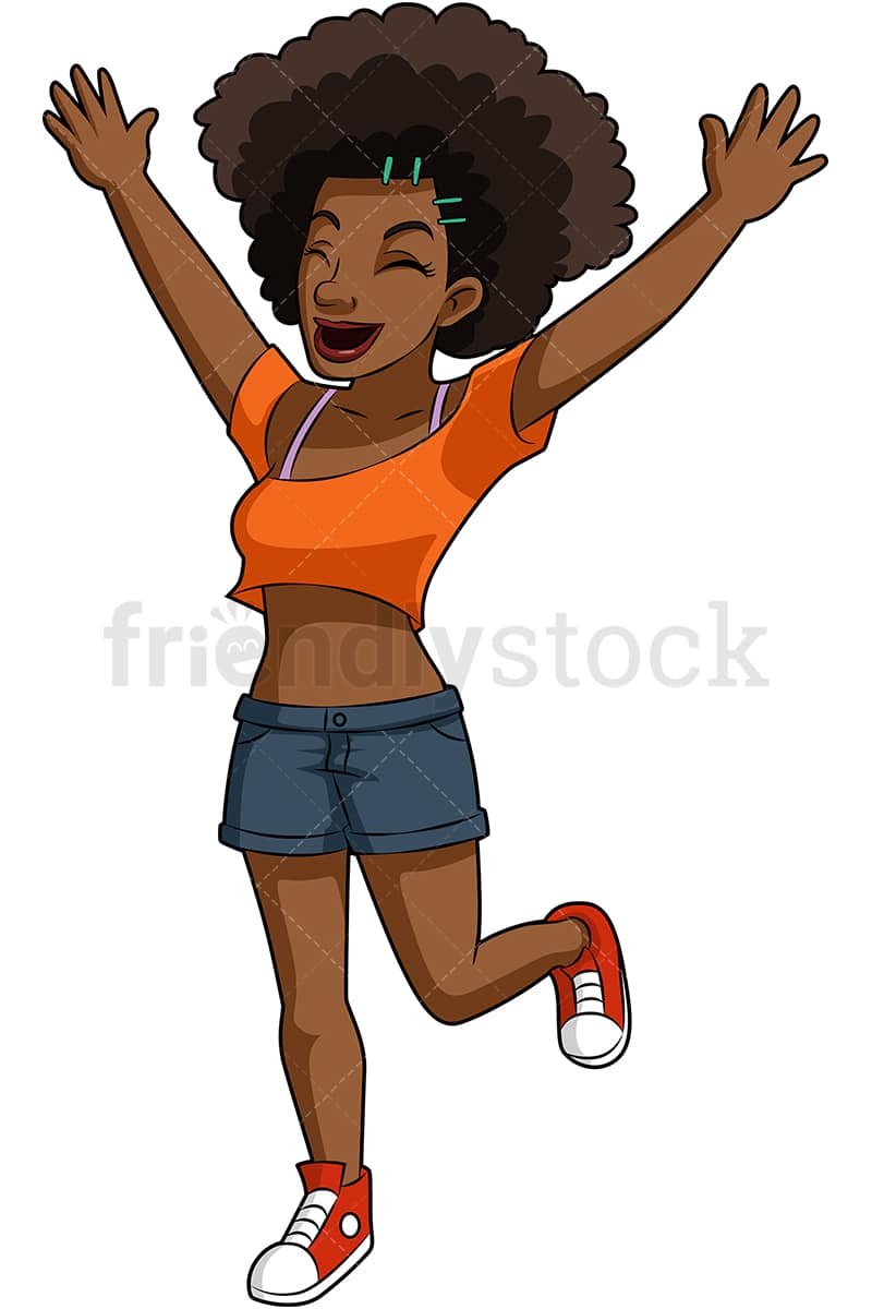 Happy Black Woman Cartoon Vector Clipart - FriendlyStock