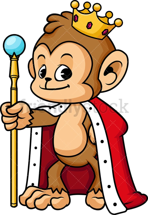 Monkey dressed as a king. PNG - JPG and vector EPS (infinitely scalable).