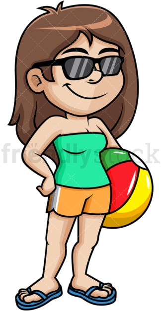 Woman holding beach ball. PNG - JPG and vector EPS (infinitely scalable).
