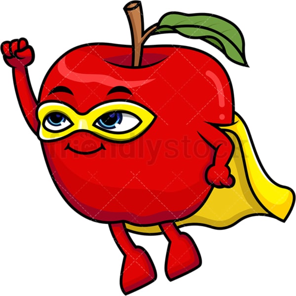 Superhero apple cartoon character. PNG - JPG and vector EPS (infinitely scalable).