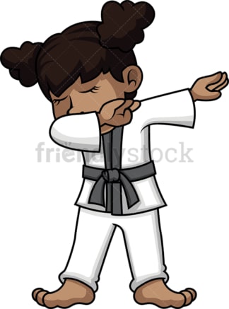 African-American karate girl doing the dab. PNG - JPG and vector EPS file formats (infinitely scalable).