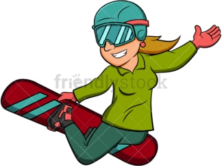 Woman doing snowboarding stunt. PNG - JPG and vector EPS file formats (infinitely scalable). Image isolated on transparent background.