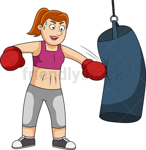 Fit woman training with boxing bag. PNG - JPG and vector EPS file formats (infinitely scalable).