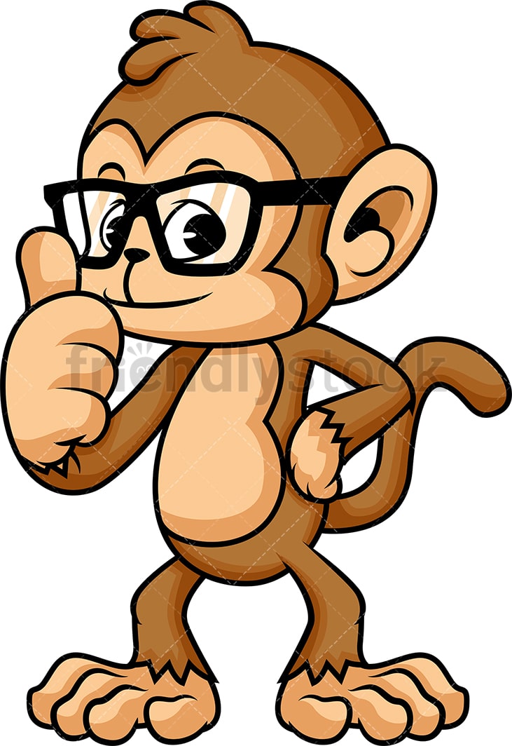 Monkey With Glasses Cartoon Vector Clipart - Friendlystock-7644