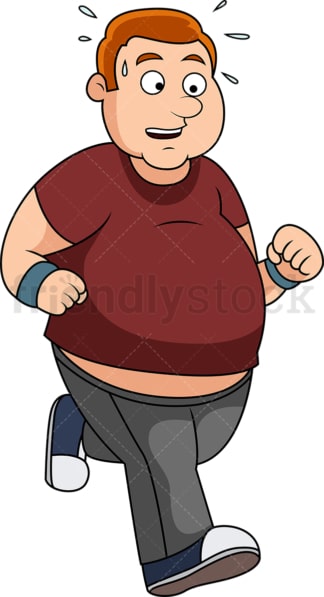 Chubby man running for weight loss. PNG - JPG and vector EPS file formats (infinitely scalable).