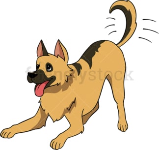 Frisky german shepherd dog. PNG - JPG and vector EPS (infinitely scalable).