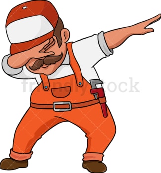 Dabbing plumber. PNG - JPG and vector EPS (infinitely scalable). Image isolated on transparent background.