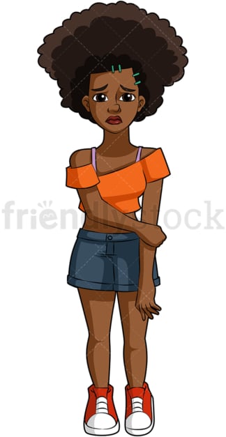 Sorrowful African-American woman. PNG - JPG and vector EPS (infinitely scalable).