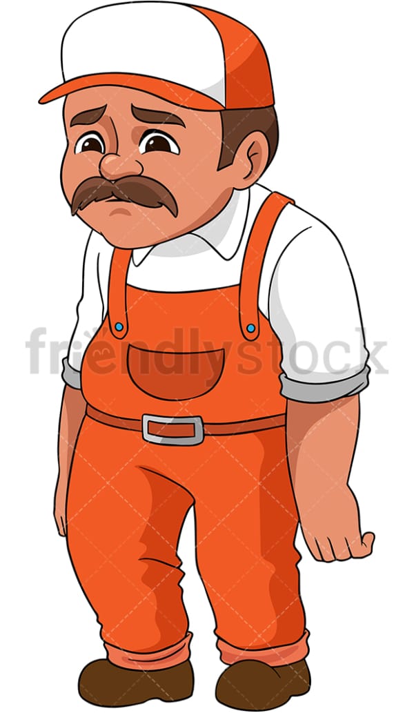 Disappointed handyman. PNG - JPG and vector EPS (infinitely scalable). Image isolated on transparent background.