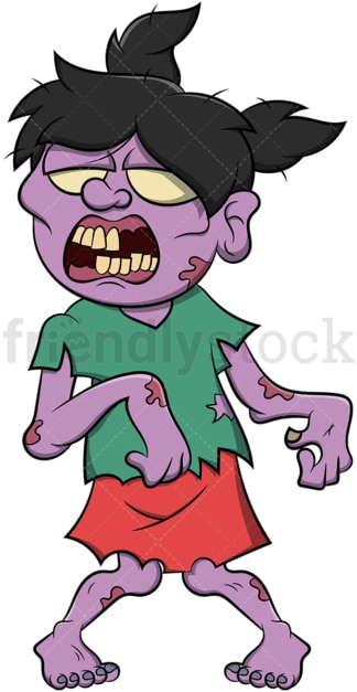 Scary little girl zombie. PNG - JPG and vector EPS (infinitely scalable). Image isolated on transparent background.