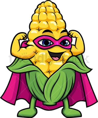 Superhero corn cartoon character. PNG - JPG and vector EPS (infinitely scalable).