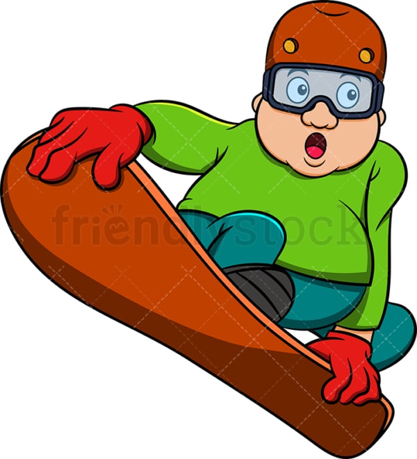Fat man snowboarding. PNG - JPG and vector EPS file formats (infinitely scalable). Image isolated on transparent background.
