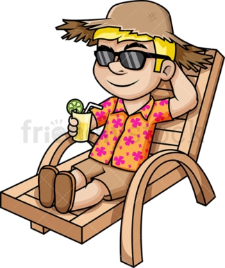 Man relaxing on beach chair during summer vacation. PNG - JPG and vector EPS (infinitely scalable).