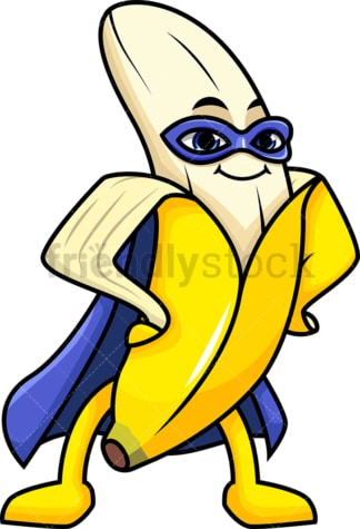 Superhero banana cartoon character. PNG - JPG and vector EPS (infinitely scalable).
