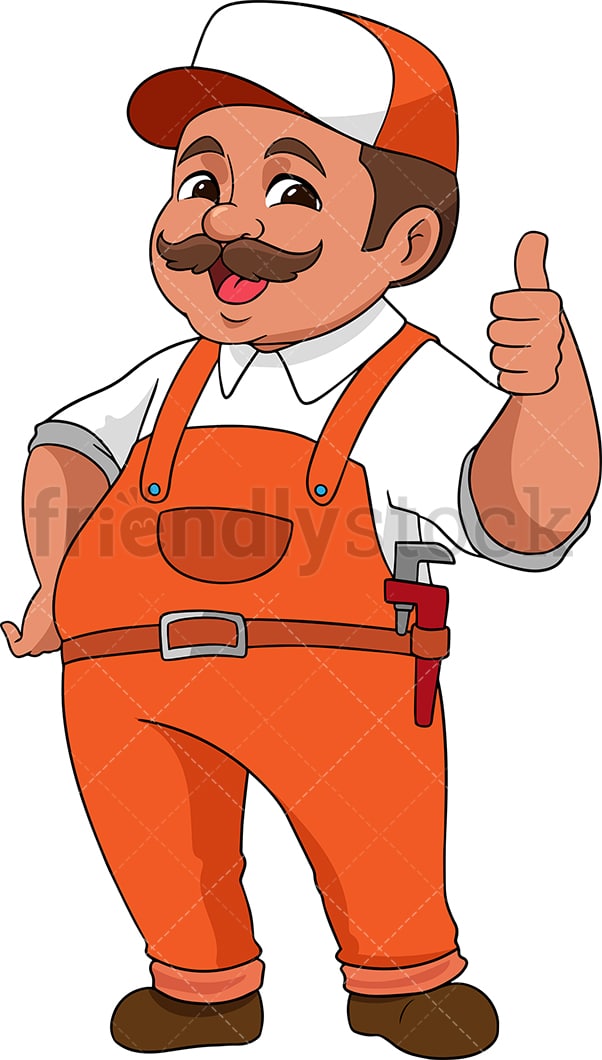 Thumbs Up Plombier Dessin Anime Clipart Vectoriel Friendlystock