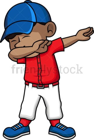 African-American baseball kid doing the dab. PNG - JPG and vector EPS file formats (infinitely scalable).