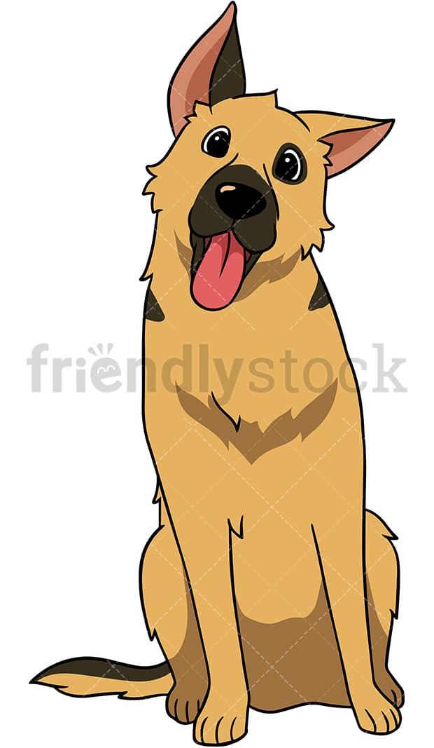 Curious German Shepherd Dog Cartoon 