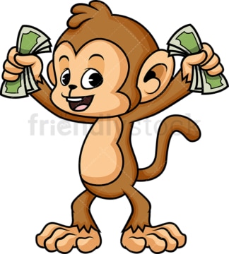 Monkey cartoon with money. PNG - JPG and vector EPS (infinitely scalable).