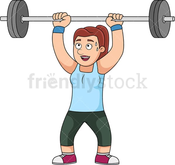 運動漫画ベクトルクリップアートのためのバーベルを持ち上げる女性 Friendlystock