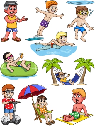 Men during summer vacation. PNG - JPG and vector EPS file formats (infinitely scalable).