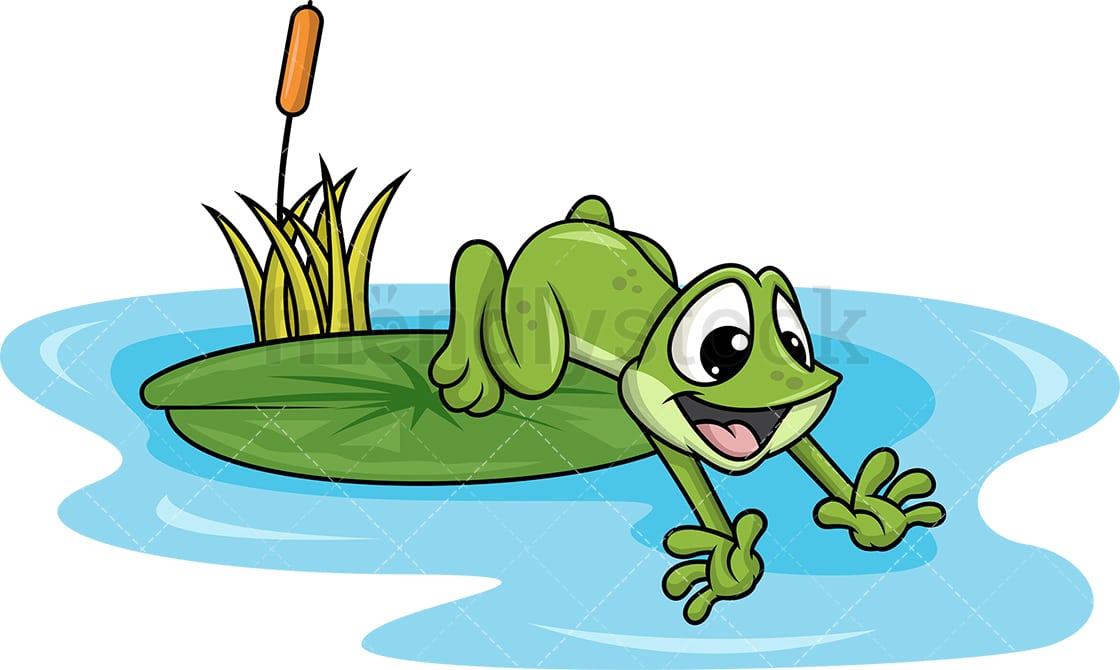 Frog Jumping Into Pond Cartoon Vector Clipart - FriendlyStock