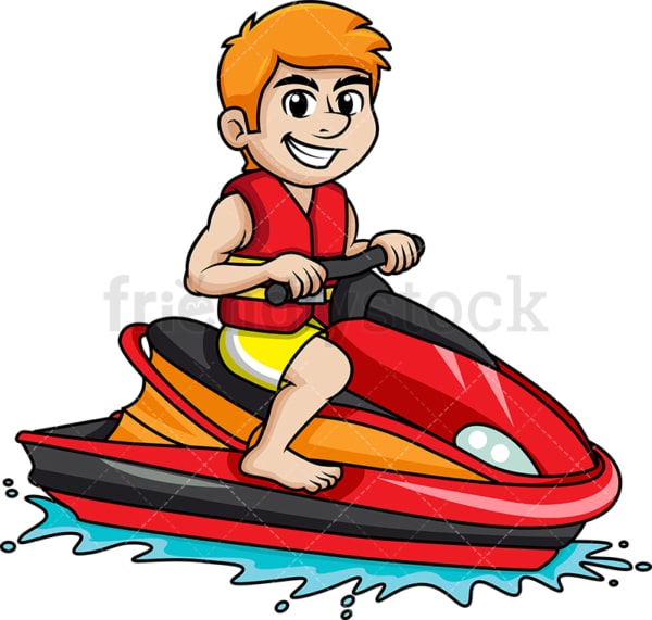 Guy riding a red jet ski. PNG - JPG and vector EPS file formats.
