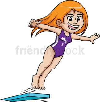 Girl jumps into pool from springboard. PNG - JPG and vector EPS file formats.