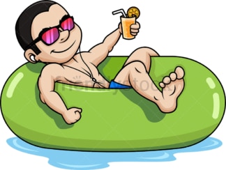 Guy relaxes in swimming pool. PNG - JPG and vector EPS file formats.