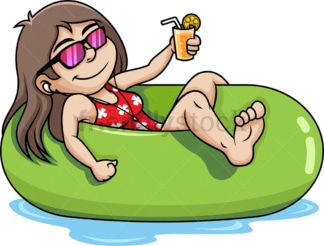 Girl relaxes in swimming pool. PNG - JPG and vector EPS file formats.
