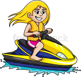 Young girl riding a jet ski. PNG - JPG and vector EPS file formats.