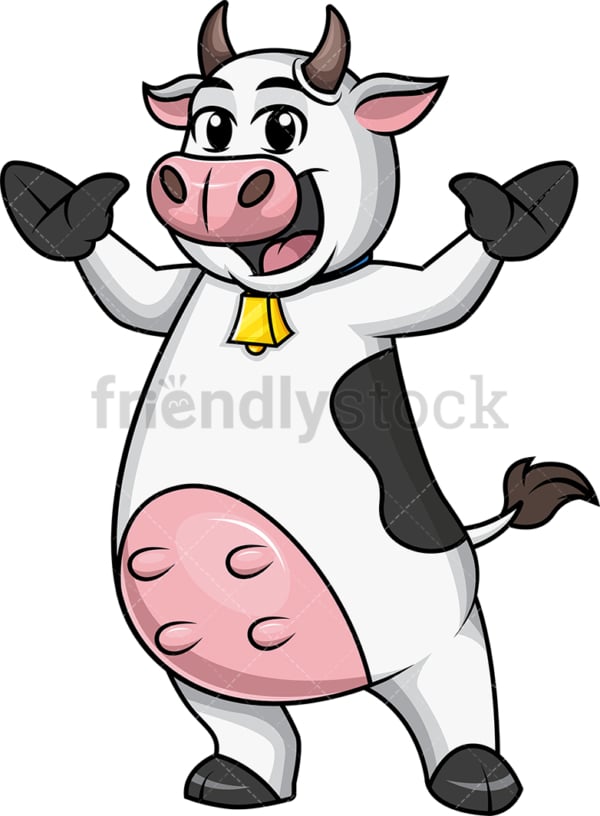 Enthusiastic cow mascot. PNG