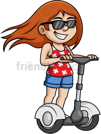 Girl riding segway during summer vacation. PNG - JPG and vector EPS file formats.