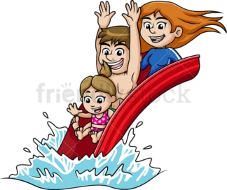 Parents and child having fun on a water slide. PNG - JPG and vector EPS file formats.
