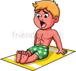 Man in pain with red skin from sunburn. PNG - JPG and vector EPS file formats.