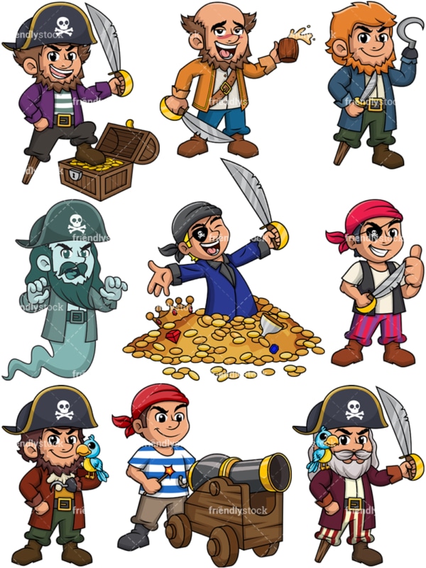 Cartoon pirates. Transparent PNGs - JPGs and vector EPS files (infinitely scalable).