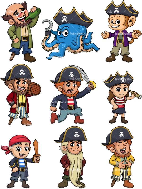 Vector pirates. PNG - JPG and vector EPS file formats (infinitely scalable). Images isolated on transparent background.