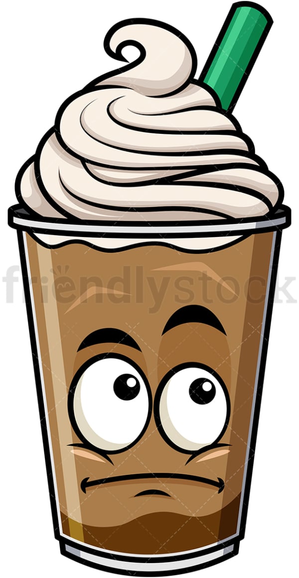 Wondering iced coffee emoticon. PNG - JPG and vector EPS file formats (infinitely scalable). Image isolated on transparent background.