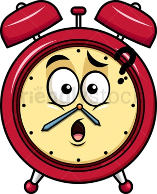 Confused alarm clock emoticon. PNG - JPG and vector EPS file formats (infinitely scalable). Image isolated on transparent background.