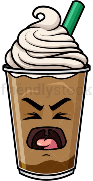 Yelling iced coffee emoticon. PNG - JPG and vector EPS file formats (infinitely scalable). Image isolated on transparent background.