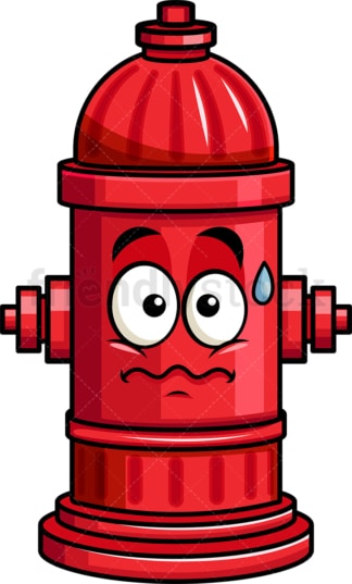 Nervous fire hydrant emoticon. PNG - JPG and vector EPS file formats (infinitely scalable). Image isolated on transparent background.