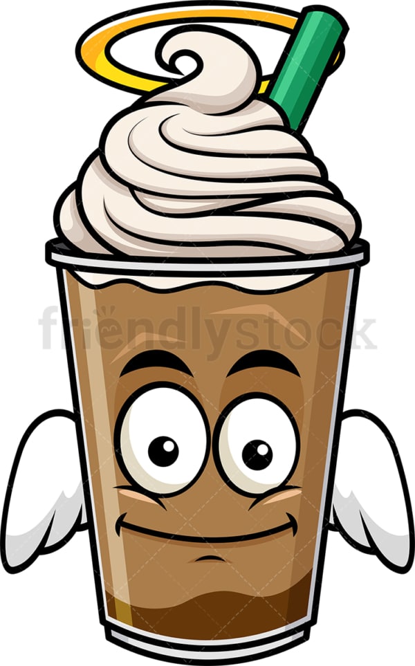 With wings and halo iced coffee emoticon. PNG - JPG and vector EPS file formats (infinitely scalable). Image isolated on transparent background.